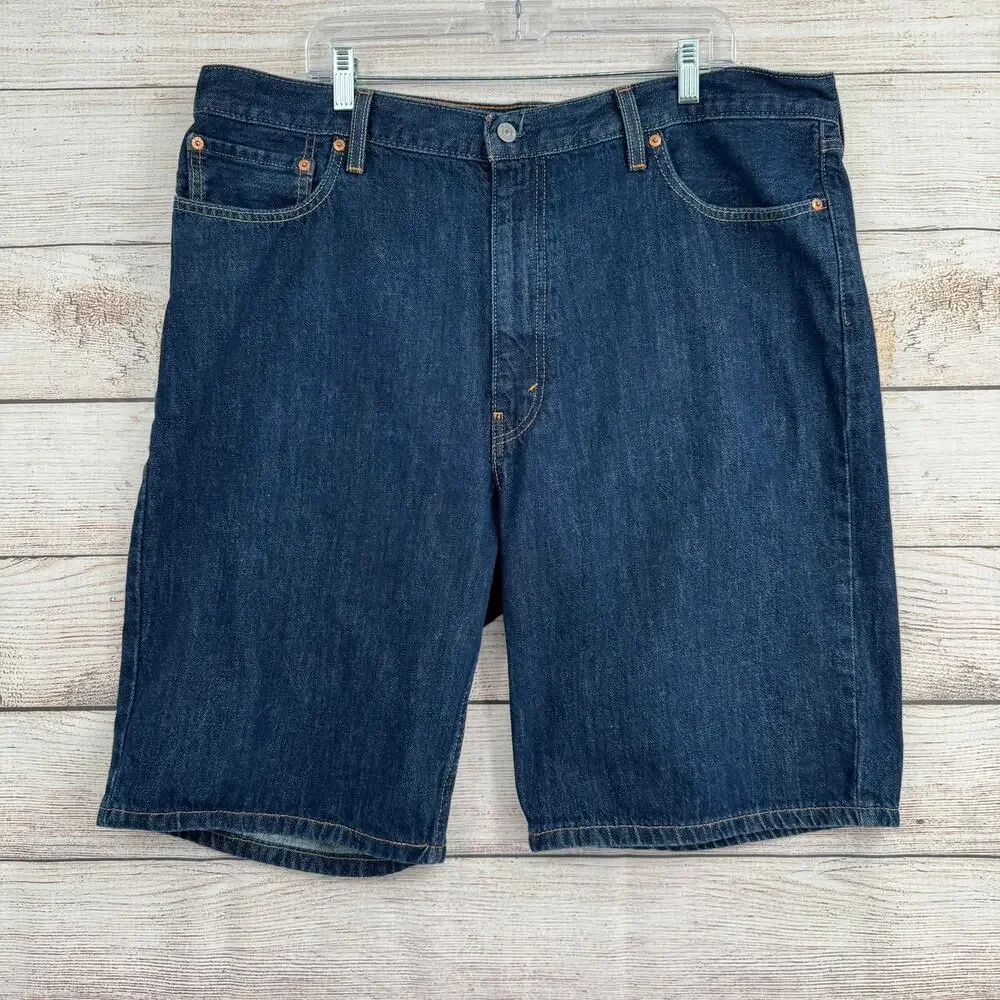 Levi's 469 Loose Straight Jean Shorts Mens 40 Blue Dark Wash‎ Denim Jorts